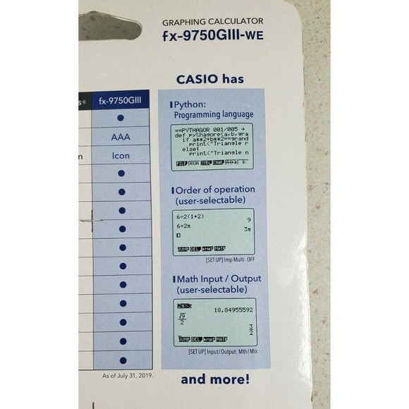 Casio - Graphing Calculator - White - fx-9750GIII-WE - New Sealed - Picture 5 of 11